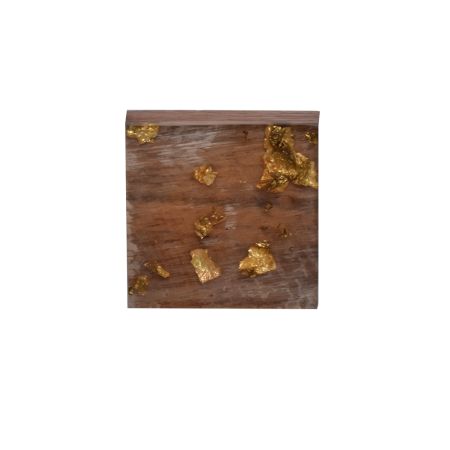 Handmade Brown Wooden and Resin Square Cabinet Knobs